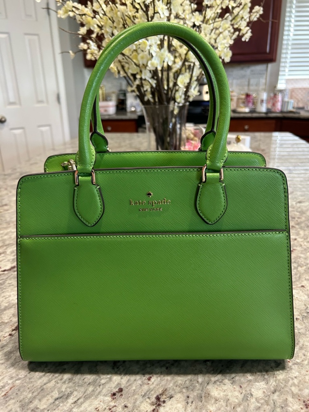 kate spade Green Saffiano Leather Satchel Purse